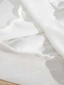 Sudadera con estampado de panda y letra de hombros caídos - Blanco - Ver 6