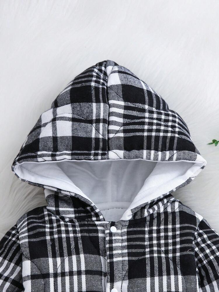 Baby Boy Plaid Print Hooded Jumpsuit