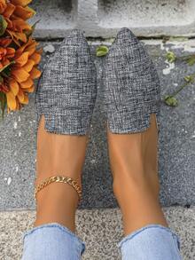 New Arrival Women's Spring & Autumn Comfortable Slip-on Pure Black Cloth Half Slippers - Multicolor - View 3