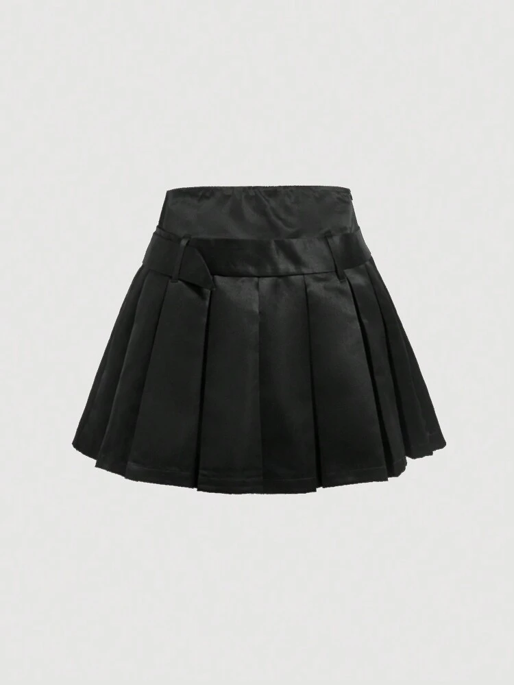 Women's Belted Pleated Skirt