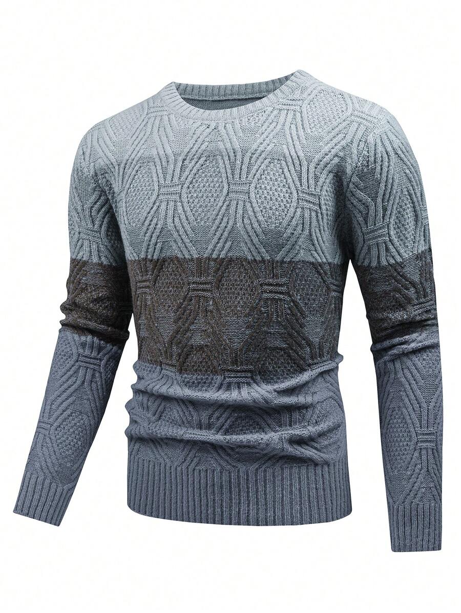 Manfinity Homme Nam Khối màu Áo len - Màu Lilac Tím - Xem 1