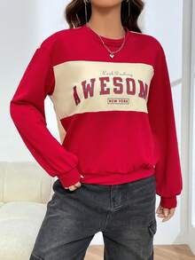 SHEIN EZwear In Dệt kim Của phụ nữ Áo nỉ - Đỏ - Xem 5