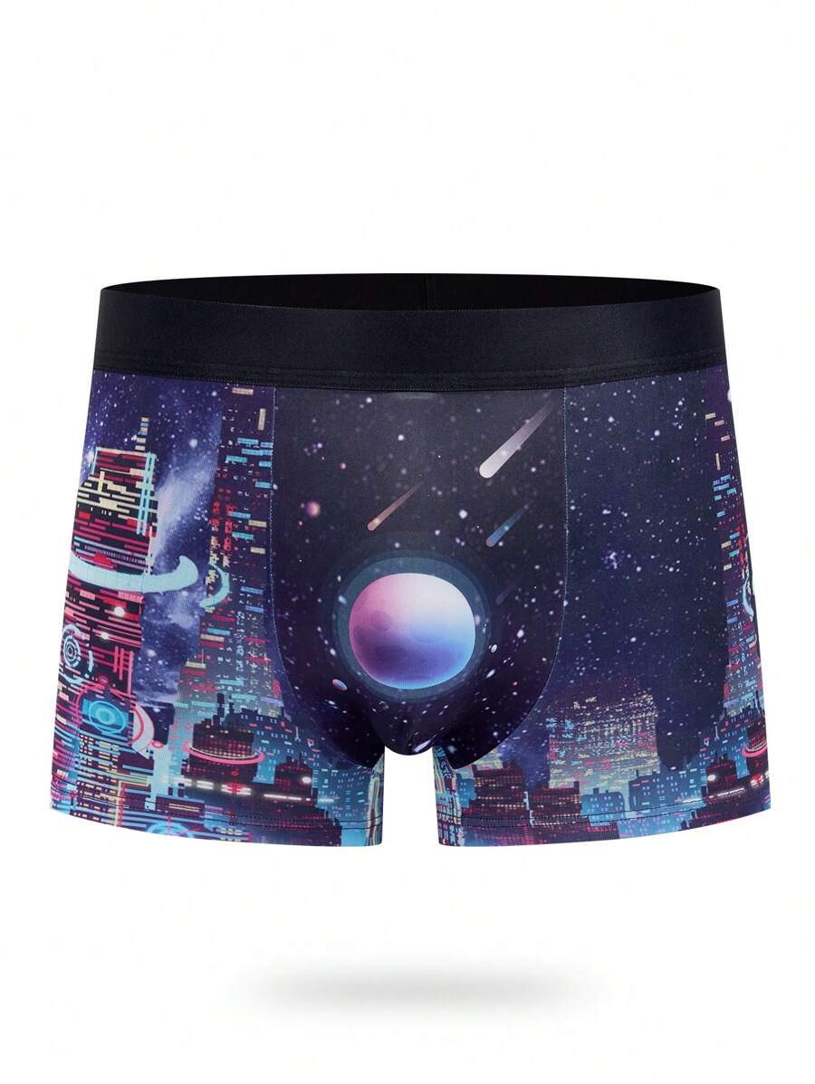 Men's Boxer Briefs With Planet Print - Multicolor - View 1