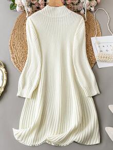 Celure Talla grande Vestido suéter de punto unicolor con textura