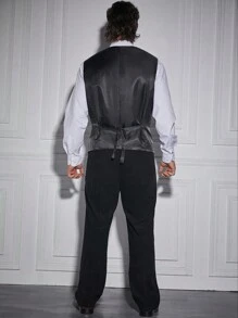 Manfinity Mode Men Plus Double Breasted Vest Blazer & Pants Without Shirt
