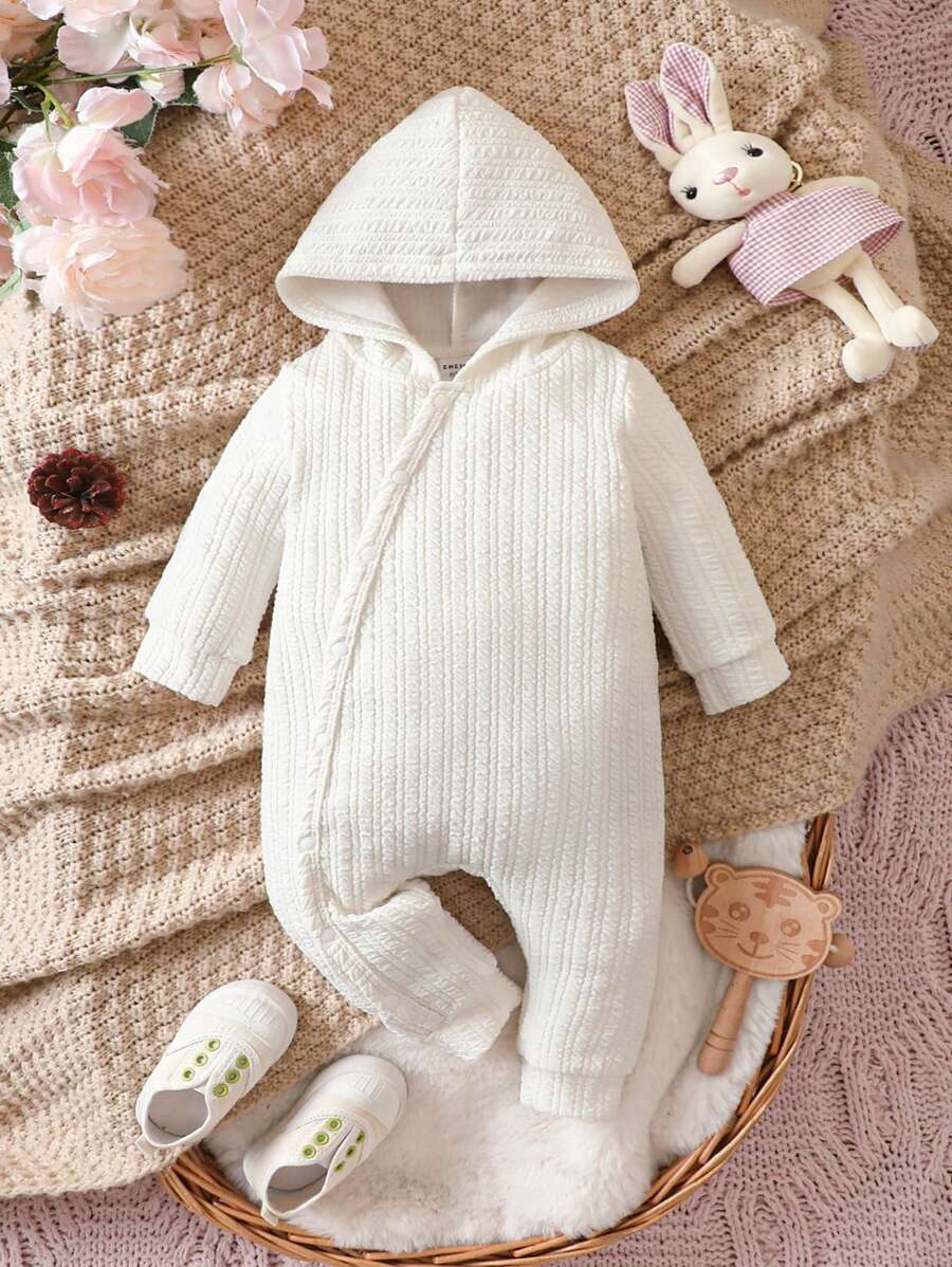 男嬰素色連帽連身褲