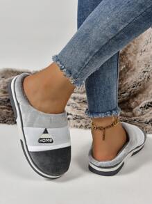 Women's Elegant Cartoon Elephant Design Fluffy Slip-On House Slippers, Fashion And Versatile