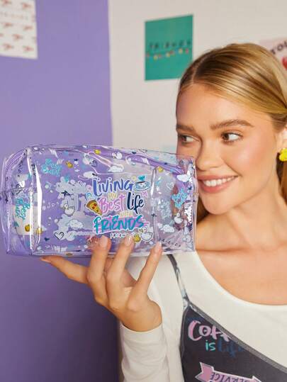 FRIENDS X SHEIN Sacchetto cosmetico porpora trasparente