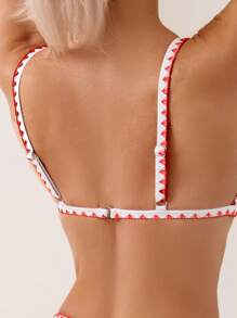 SHEIN Swim Summer Beach Floral Print Whip Stitch Bikini Set