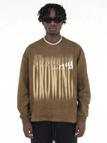 Camisa De Manga Larga Con Básica Estilo Retro Americano Mt99 Suelta Y Sencilla, Se Adapta A Cualquier Cosa, Ropa Casual Para Parejas - Marrón - Ver 1