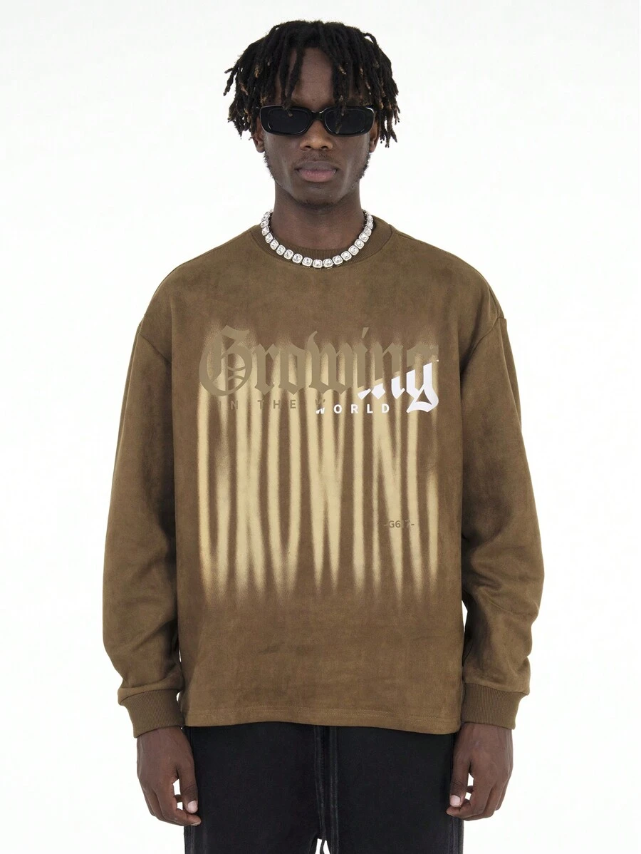 Camisa De Manga Larga Con Básica Estilo Retro Americano Mt99 Suelta Y Sencilla, Se Adapta A Cualquier Cosa, Ropa Casual Para Parejas - Marrón - Ver 1