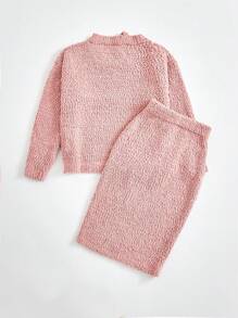 SHEIN Teenager Mädchen Pullover mit ausgeschnittenen Schultern & Strickrock