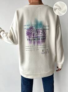 Sweat-shirt Graphique De Slogan Épaule tombante