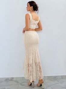 Aloruh 蕾絲短款背心&魚尾短裙