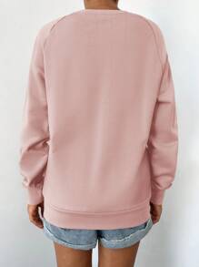 RueChic Solid Raglan Sleeve Sweatshirt - Dusty Pink - View 2