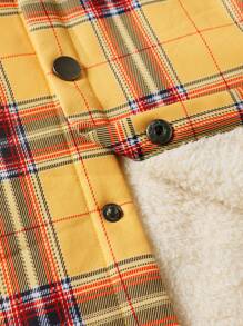 Manfinity Hypemode Men Plaid Print Thermal Lined Hooded Shacket - Multicolor - View 6