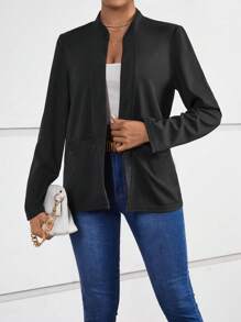 Calvaya Solid Dual Pocket Open Front Coat
