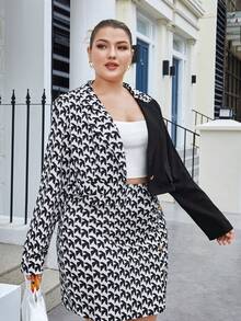BizChic 大碼雙色單釦西裝外套 - 黑與白 - 查看 8