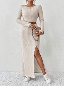 SHEIN Frenchy 女士連身裙 - 杏色 - 查看 5