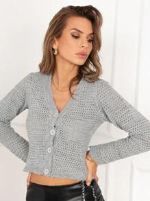 EURMUSE Button Front Crop Kimono, For Summer Beach Vacation - Grey - View 5