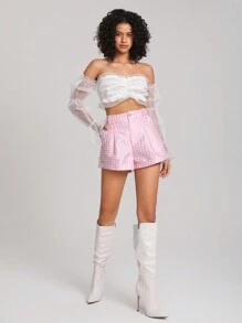 Sire Leo Lamar Houndstooth Print Fold Pleated Shorts - Multicolor - View 6