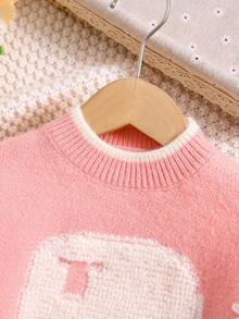 SHEIN Cô Gái Trẻ Mô hình Cartoon Cổ giả Áo len - Hồng - Xem 6