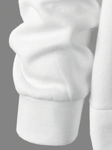 Manfinity Homme 男士拼色贴片细节口袋抽绳连帽衫，外出长袖休闲连帽衫，适合朋友、丈夫、男朋友的礼物，男士连帽衫，男士连帽衫，男士连帽衫和运动衫，适合秋季 - 白色 - 查看 6