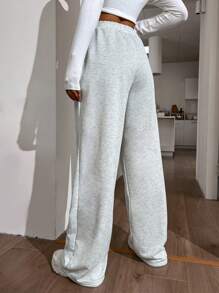 SHEIN Unity Eo dây rút Túi nghiêng Quần thể thao - Màu Xám nhạt - Xem 2