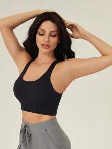 VARSITIE Sports Yoga Basic Chest Cup&Backless With TANK TOP - Black - View 5