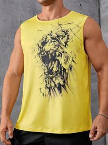 Manfinity Roughcore Nam Plus In Động vật Áo ba lỗ - Màu vàng - Xem 1