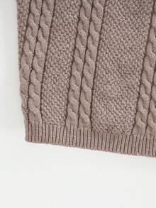 SHEIN EZwear Xoắn Dan Nút phía trước Áo len Mở & Áo thun dệt kim Cami - Màu nâu Sô-cô-la - Xem 5