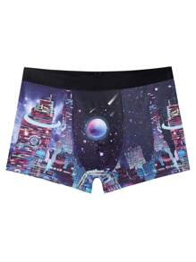 Men's Boxer Briefs With Planet Print - Multicolor - View 3