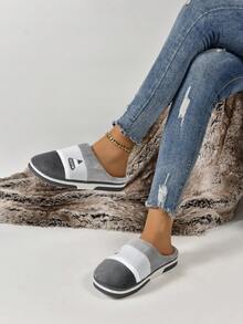 Women's Elegant Cartoon Elephant Design Fluffy Slip-On House Slippers, Fashion And Versatile