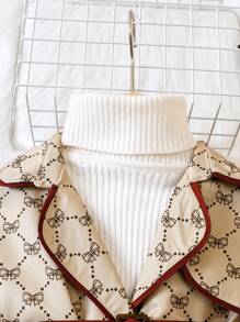 Baby Girl 1pc Allover Print Contrast Binding Double Breasted Belted Coat - Multicolor - View 6