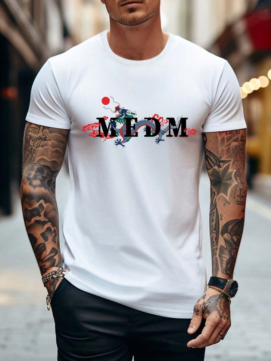 Men Letter Graphic Tee - White - View 1