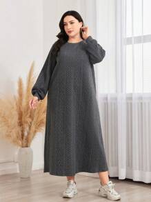 Mulvari Plus Solid Textured Sweatshirt Dress Graduation,Back To School Outfits,Graduation,Teacher Outfits For Women,Back To School Pullover Fall Outfit Winter Autumn