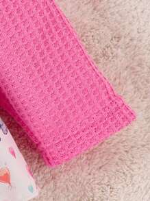 Đứa bé gái Tim & In hình con voi Viền Ruffle Nơ mặt trước Áo liền quần chặt Không có Dây buộc tóc - Hồng - Xem 3