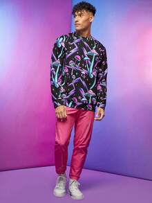 男士蘑菇&星星印花運動衫 - 彩色 - 查看 4