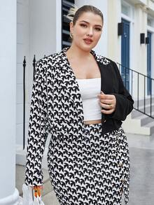 BizChic 大碼雙色單釦西裝外套 - 黑與白 - 查看 7