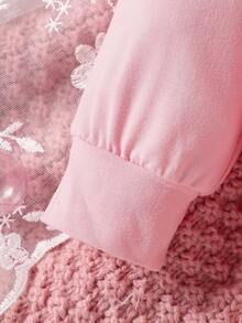 Bebé niña Pantalones deportivos con sudadera ribete con fruncido - Rosa - Ver 5