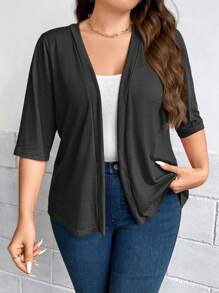 SHEIN LUNE Áo khoác bomber tay lửng họa tiết da báo dành cho nữ cỡ lớn, thích hợp mặc hàng ngày, đi học vào mùa thu và đông. - Màu xám đen - Xem 4