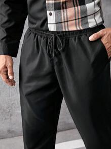 Manfinity Homme Men Plus Plaid Print Shirt & Pants - Black - View 5