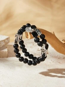 SHEIN VCAY Thủ công Pha lê đính cườm Vòng tay - Bạc - Xem 4