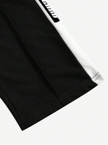 Claim Dot Men's Contrast Side Seam Drawstring Waist Sweatpants - Black - View 6