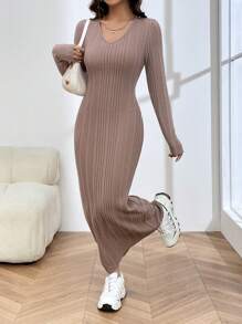 SHEIN EZwear Váy len màu hồng cho nữ - Hồng - Xem 5