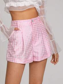 Sire Leo Lamar Houndstooth Print Fold Pleated Shorts - Multicolor - View 5