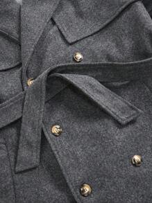 Manfinity Abrigo Holgado Para Hombre Con Cinturón Doble Abotonado - Gris - Ver 7