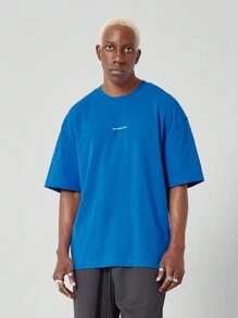SUMWON Oversized Fit Tee With Back Embroidery - Blue - View 2