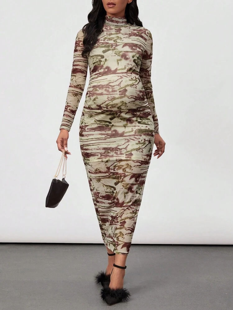 Maternity Turtleneck Tie Dye Dress