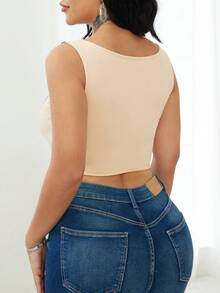 SHEIN SXY 人像圖案頭巾下擺短款背心 - 彩色 - 查看 2